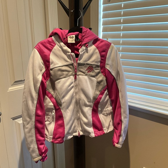 Women’s Harley Davidson Pink and White Mesh Riding Jacket - Picture 1 of 4